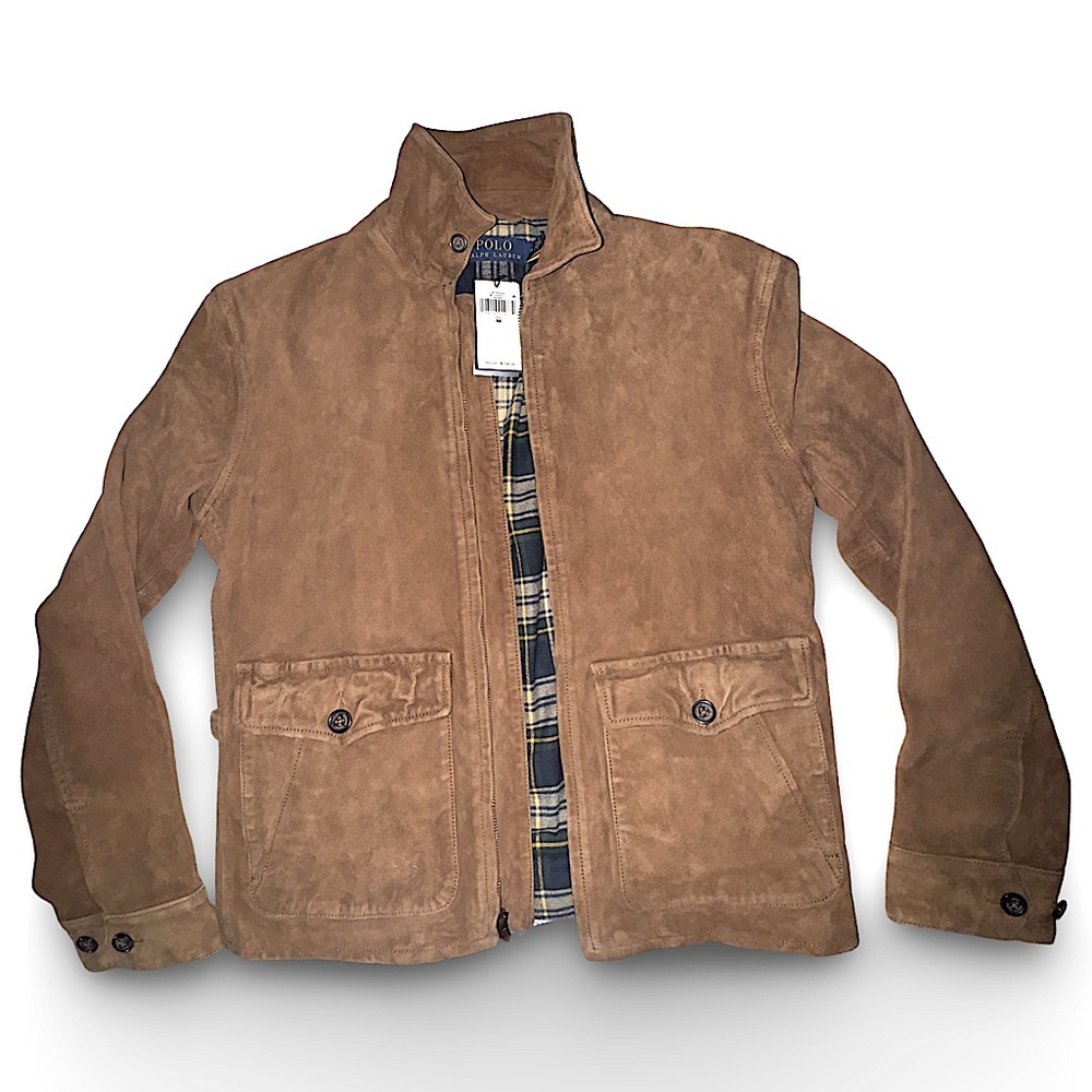 Polo by Ralph Lauren Irvin Goat Suede Bomber Jacket in Country Brown